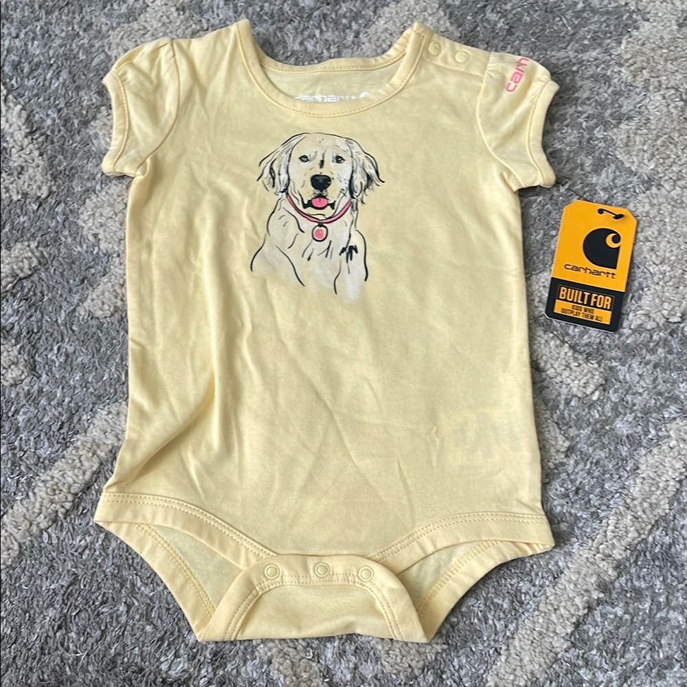 ❣️2 for $10 - Carhartt Light Yellow Dog Print Baby Onesie
